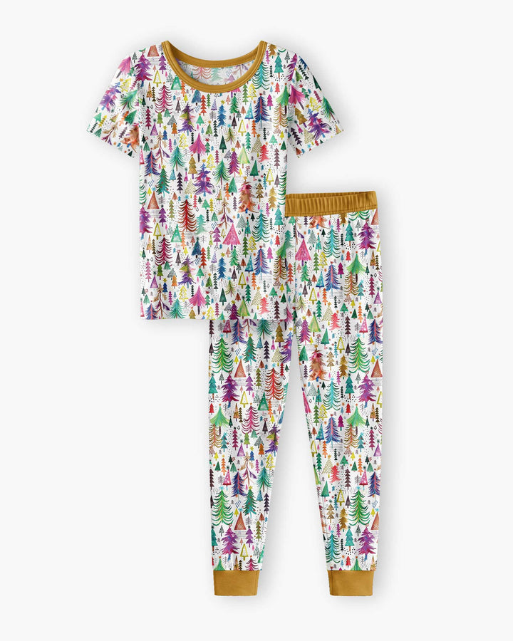 Christmas Trees Decoration Bamboo Two Piece Short Sleeve Pajama Set