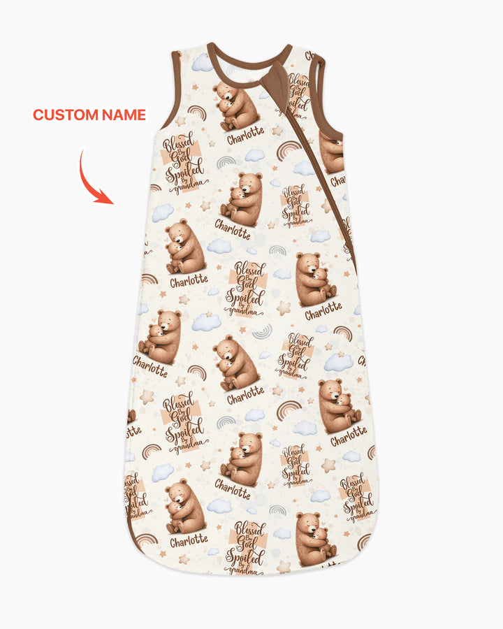 Custom Name Blessed By God Spoiled By Grandma Bamboo Sleep Bag