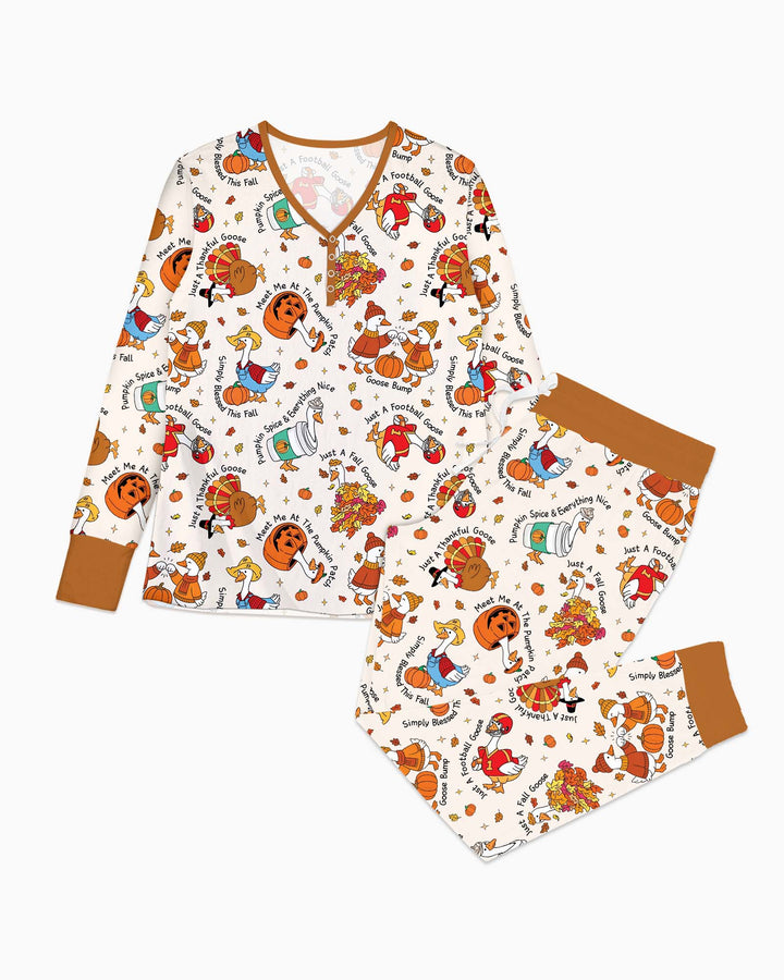 Just A Fall Goose Family Matching Bamboo Women Pajama Set