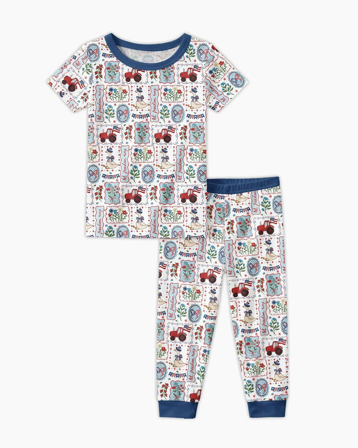 Patriotic USA Silly Goose Family Matching Bamboo Two Piece Short Sleeve Pajama Set