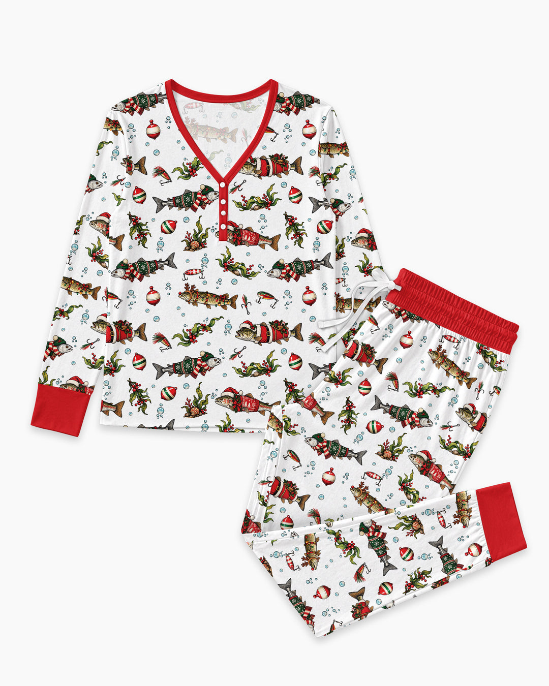 Christmas Trout Fishing Bamboo Women Pajama Set
