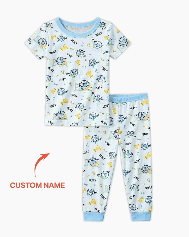Custom Name Soccer Dad Team Matching Bamboo Two Piece Short Sleeve Pajama Set