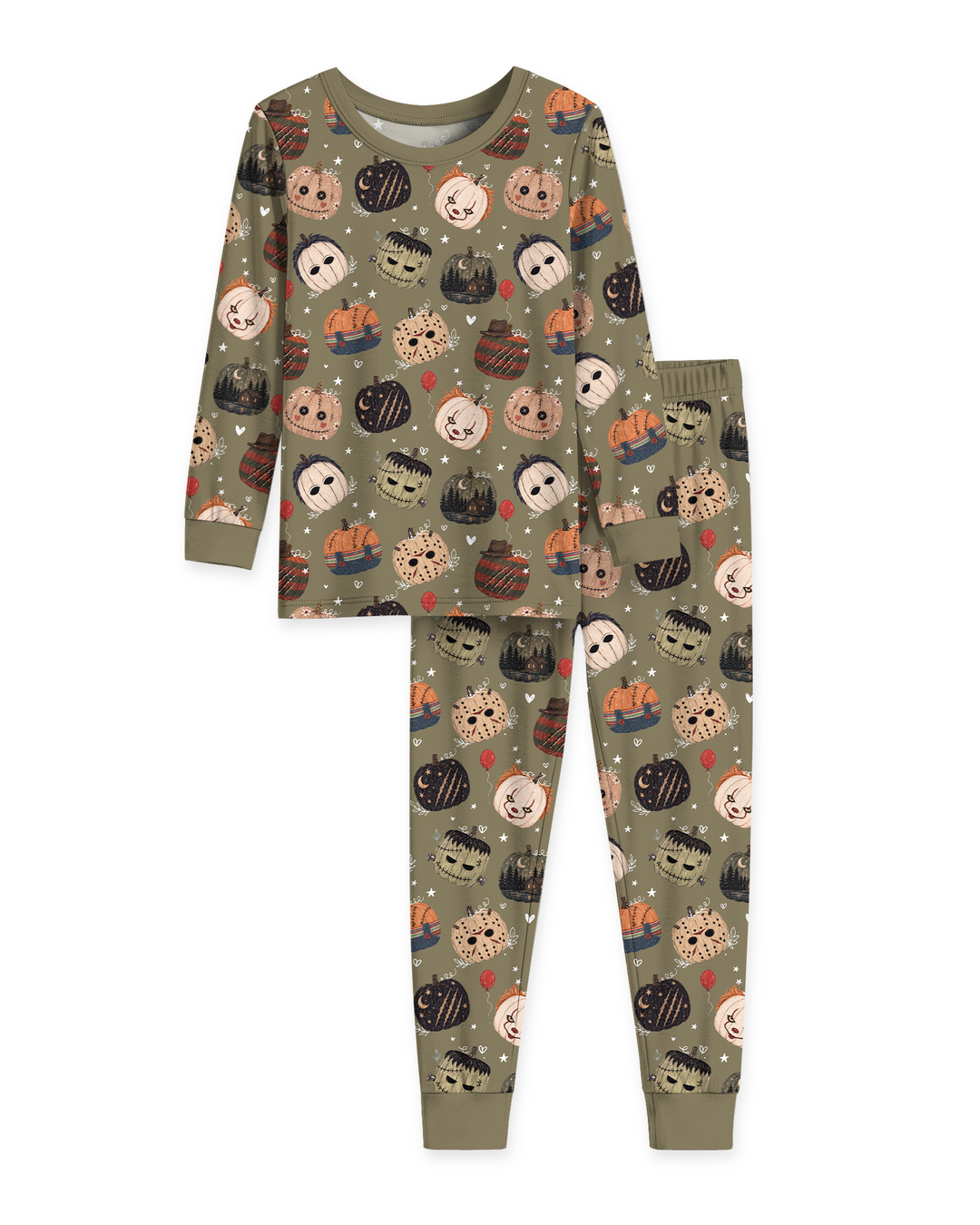 Spooky Slasher Pumpkins Bamboo Two Piece Long Sleeve Pajama Set
