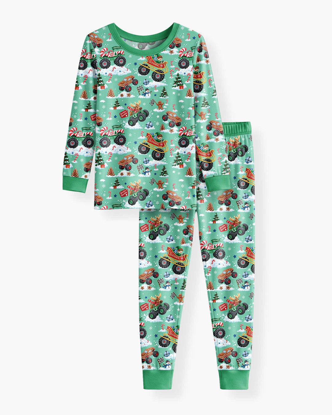 Holiday Monster Truck Bamboo Two Piece Long Sleeve Pajama Set