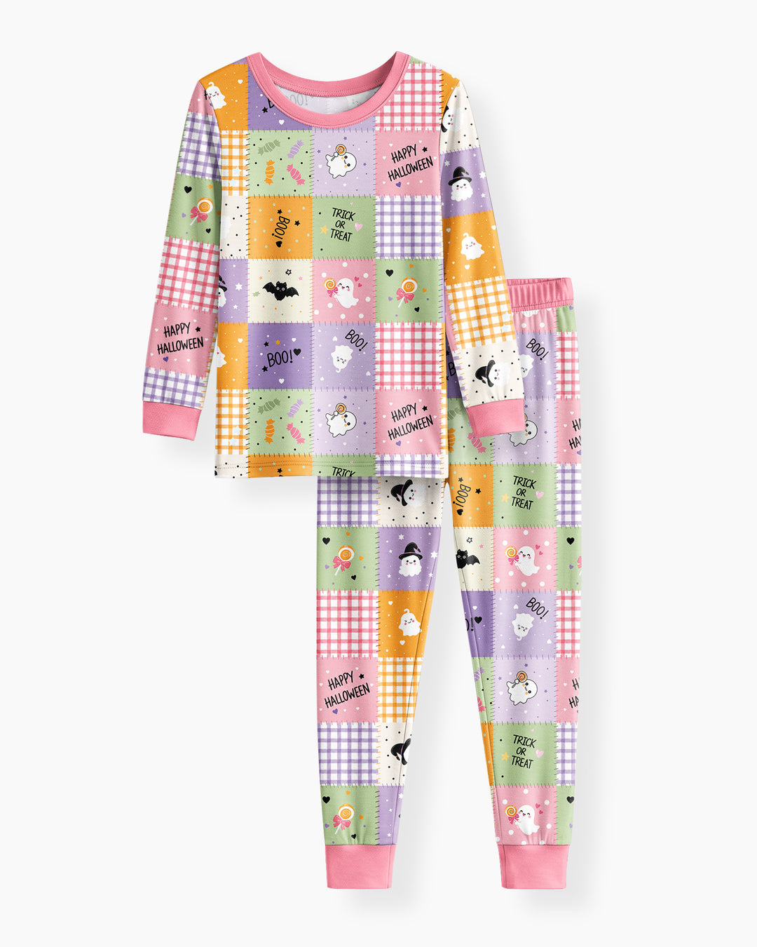 Cute Halloween Patchwork Bamboo Two Piece Long Sleeve Pajama Set