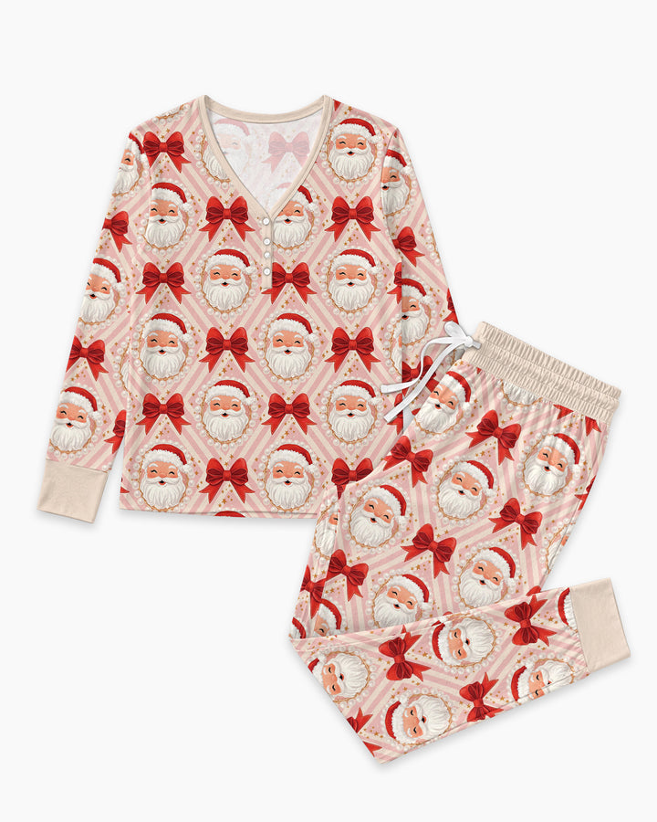 Preppy Coquette Santa Mommy And Me Matching Bamboo Women Pajama Set