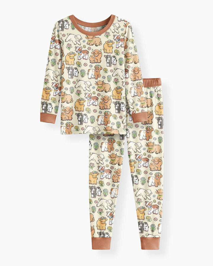 Little Highland Friends Bamboo Two Piece Long Sleeve Pajama Set