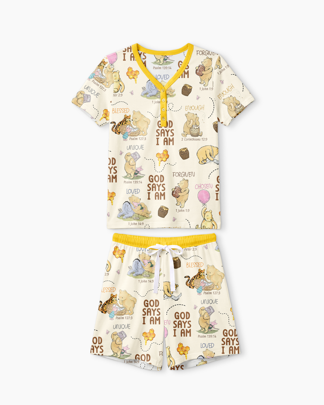 God Says I Am – Little Blessings Bamboo Women Short Sleeve Short Pajama Set