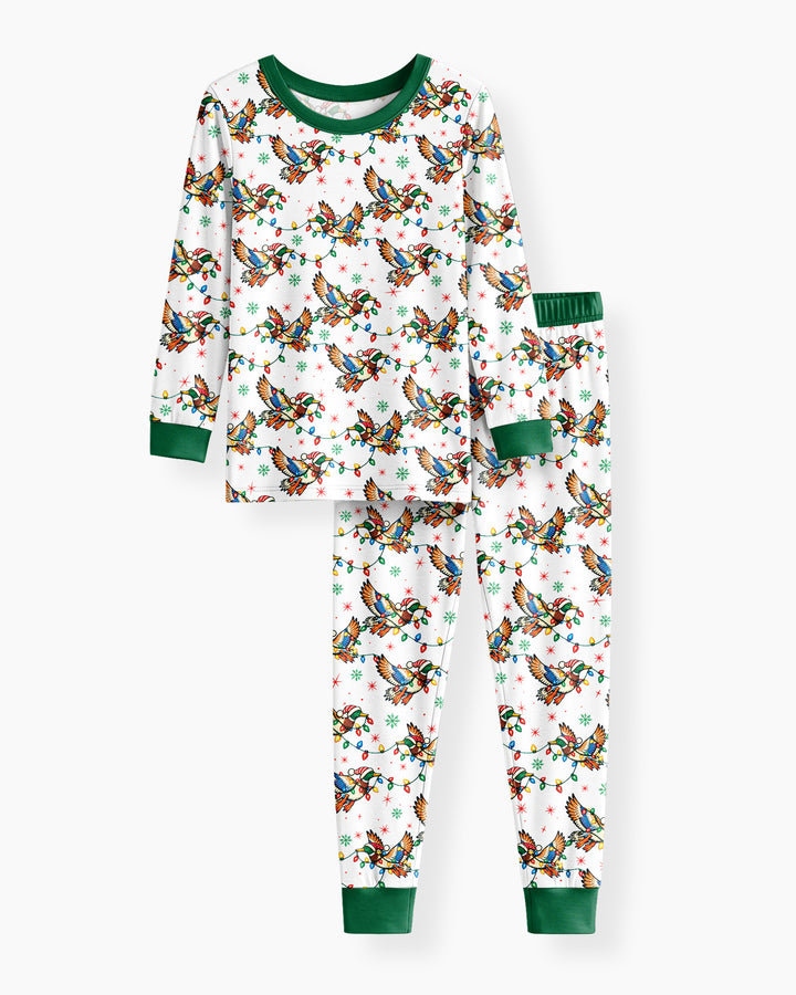 Preppy Christmas Mallard Duck Bamboo Two Piece Long Sleeve Pajama Set