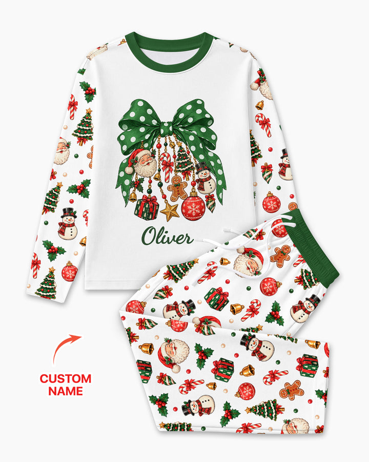 Custom Name Christmas The Bow Bamboo Men's Pajama Set