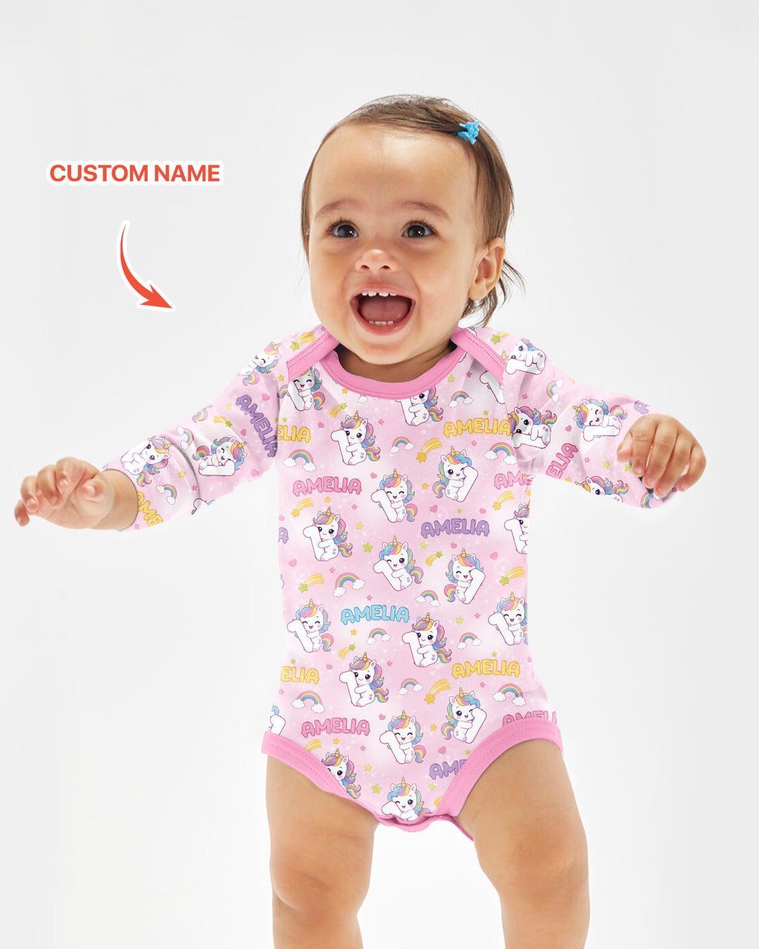 Custom Name Kawaii Unicorn Birthday Bamboo Bodysuit