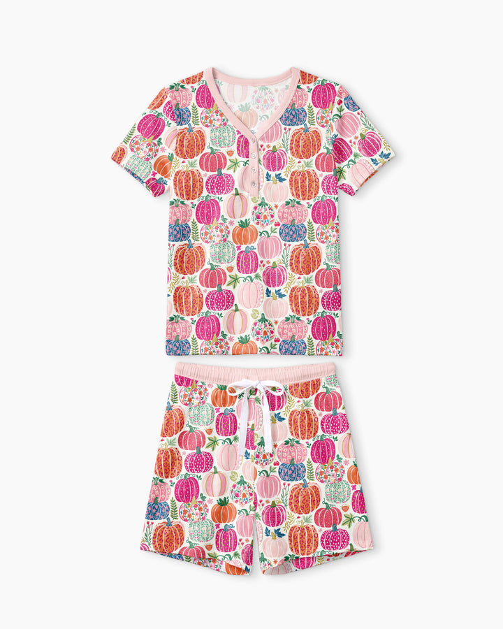 Pumpkin & Bloom Bamboo Women Short Sleeve Short Pajama Set