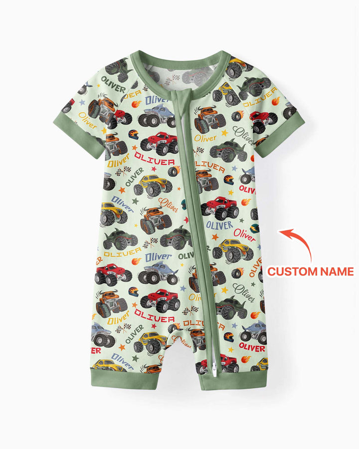 Personalized Monster Truck Bamboo Shorty Zippy
