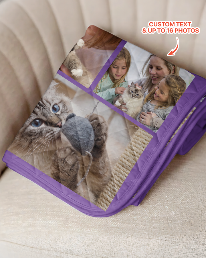 Custom Pet Photo Collage Bamboo Quilt Blanket