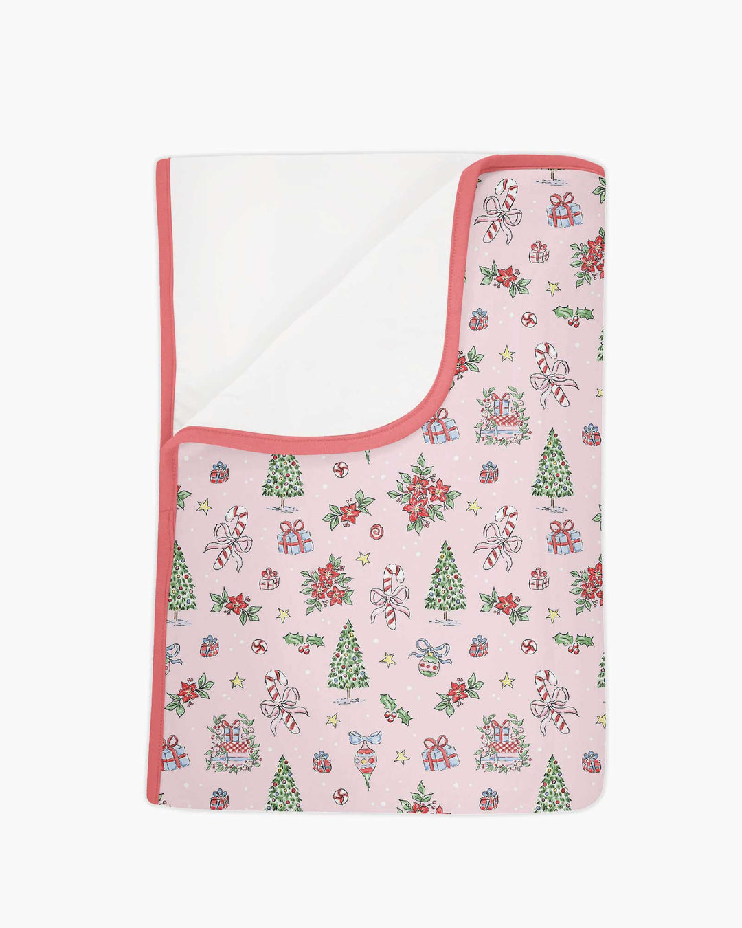 Watercolor Pink Christmas Holidays Christmas Tree Gifts Candy Cane Bamboo Blanket