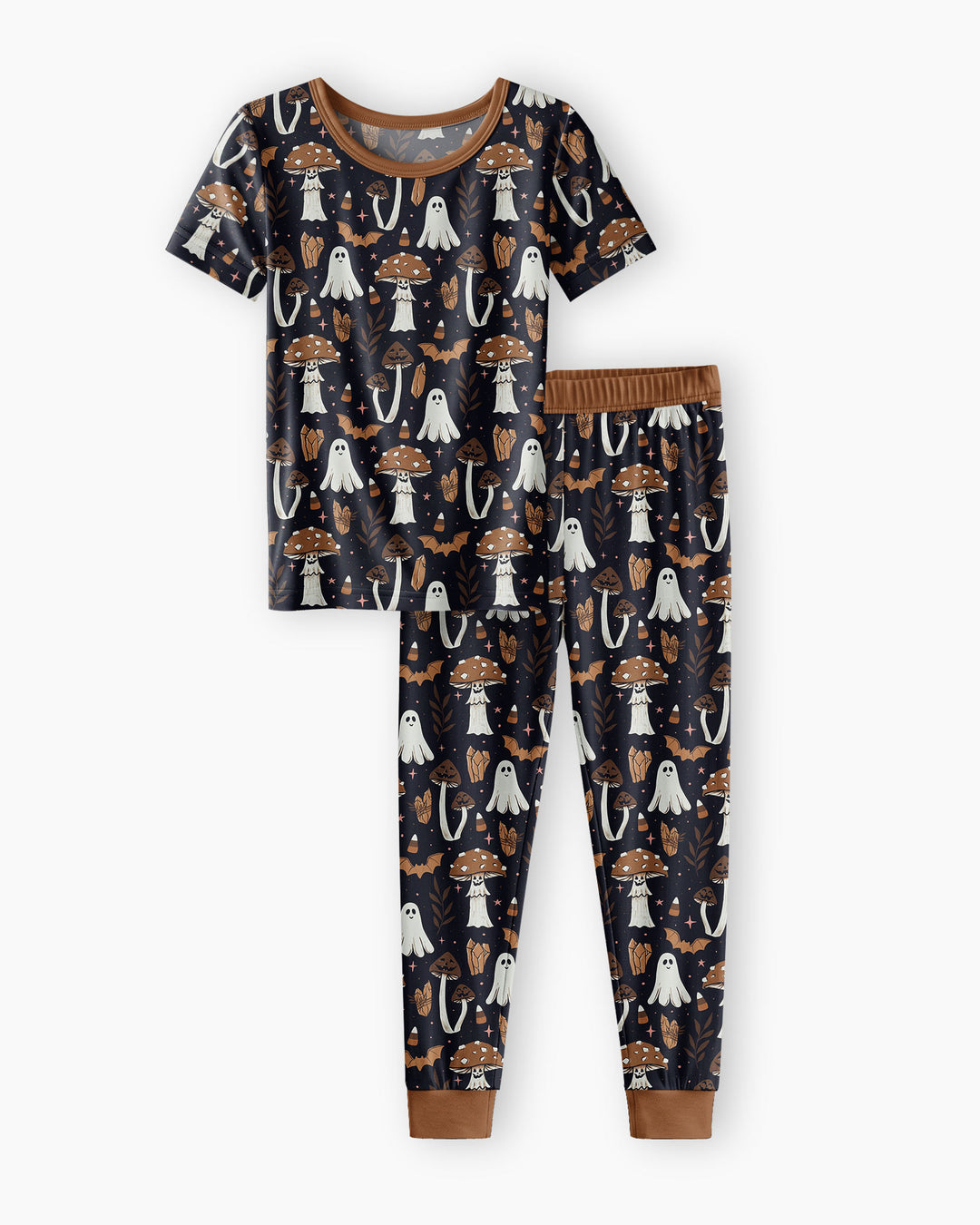 Retro Halloween Whimsy Bamboo Two Piece Short Sleeve Pajama Set
