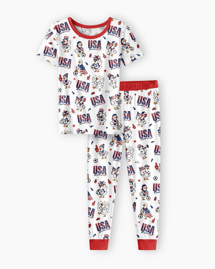 One Nation One Team Bamboo Two Piece Short Sleeve Pajama Set