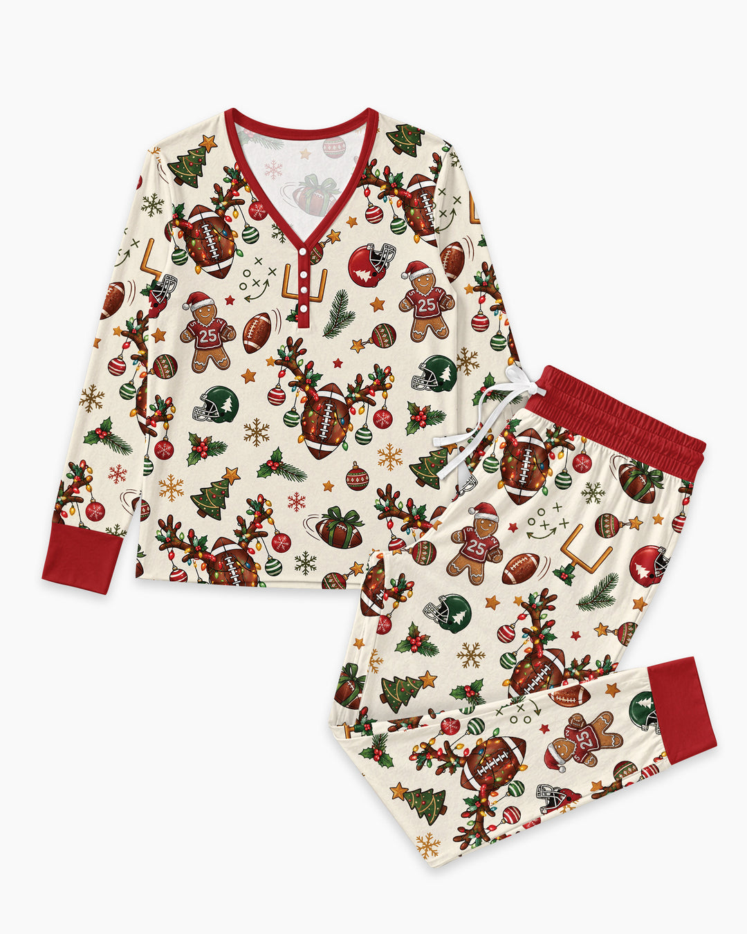 Football Christmas Merry Kickmas Bamboo Women Pajama Set
