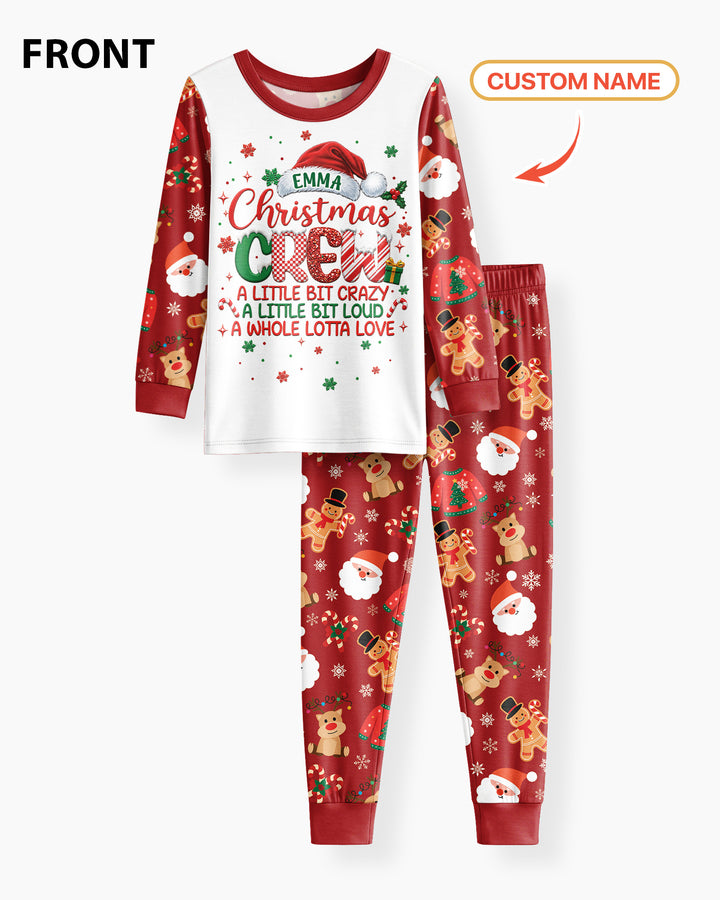 Personalized Christmas Crew Family Matching Bamboo Two Piece Long Sleeve Pajama Set