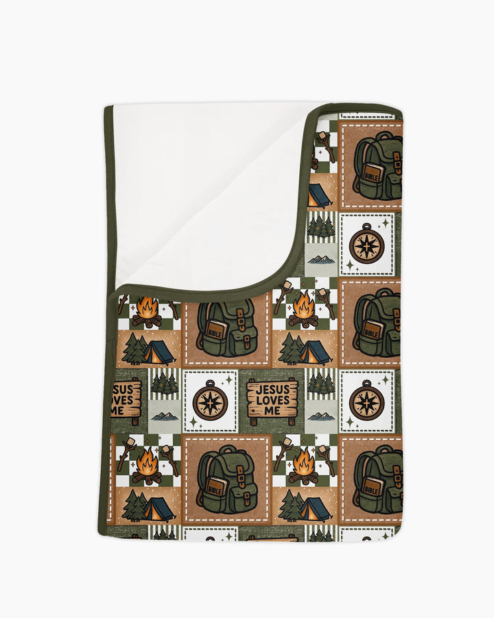 Camping Jesus Loves Me Bamboo Blanket