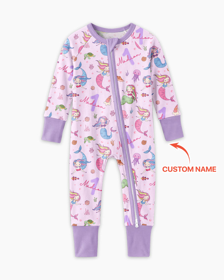 Custom Name Birthday Mermaid Bamboo Convertible Zippy
