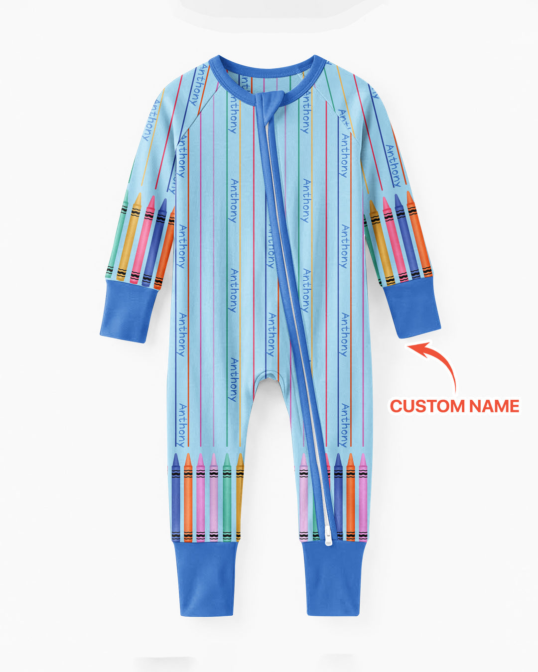 Custom Name Crayon Lines Bamboo Convertible Zippy