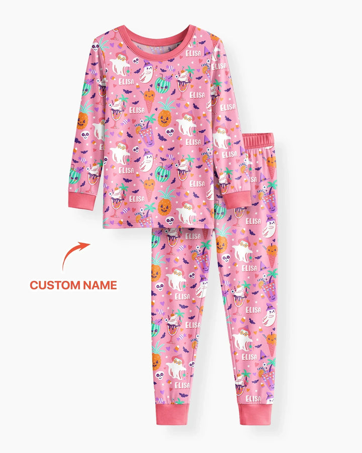 Summerween Doodles Bamboo Two Piece Long Sleeve Pajama Set
