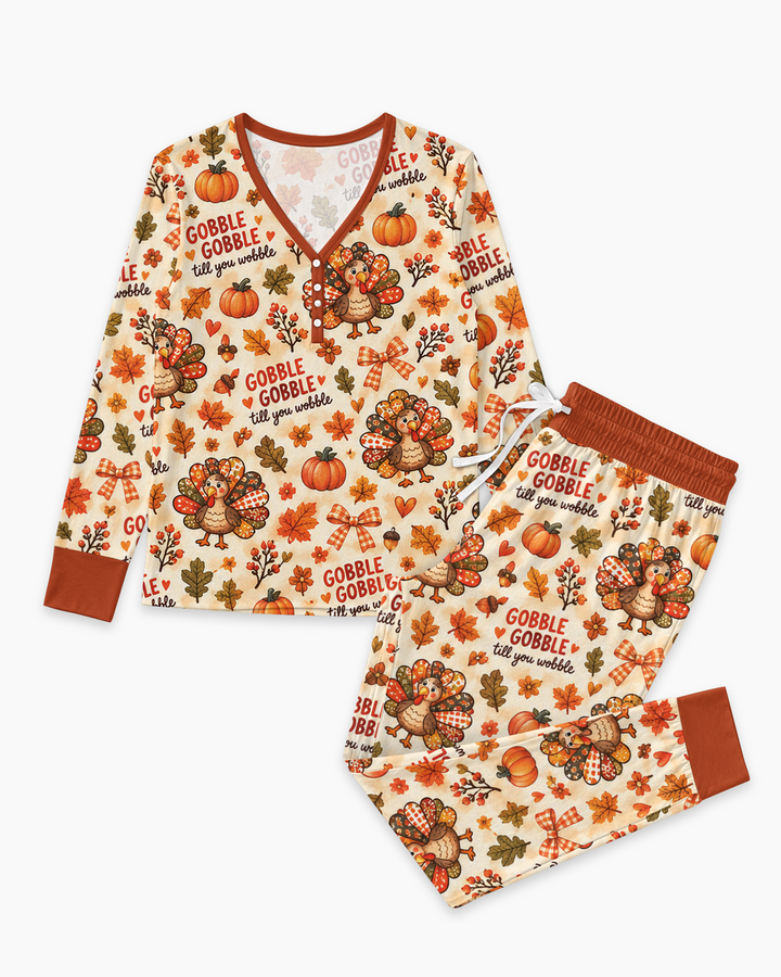 Gobble Gobble Till You Wobble Bamboo Women Pajama Set