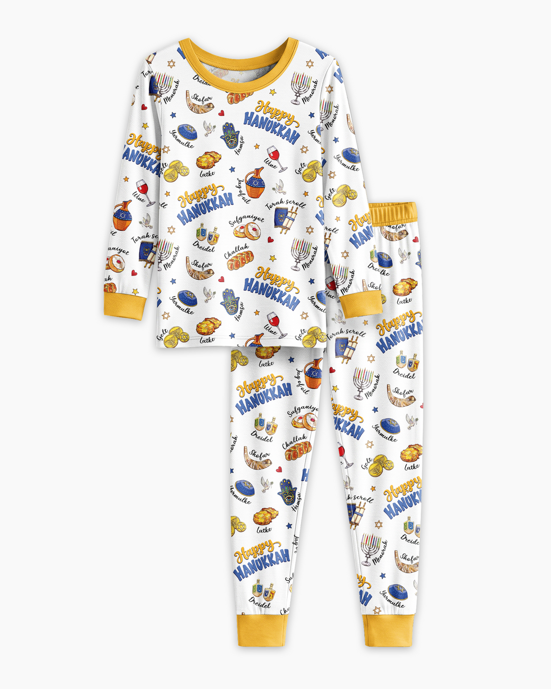 Tis The Season Hanukkah Bamboo Two Piece Long Sleeve Pajama Set