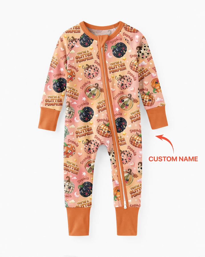 Custom Name You're A Glitter Pumpkin Bamboo Convertible Zippy