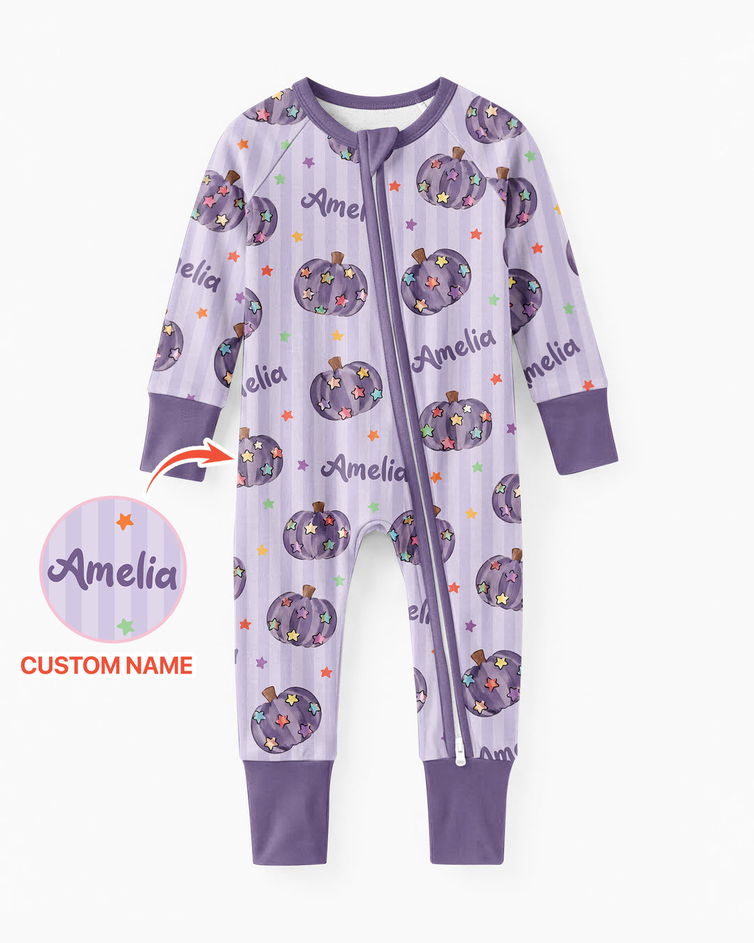 Colorful Star Pumpkin Custom Name Bamboo Convertible Zippy