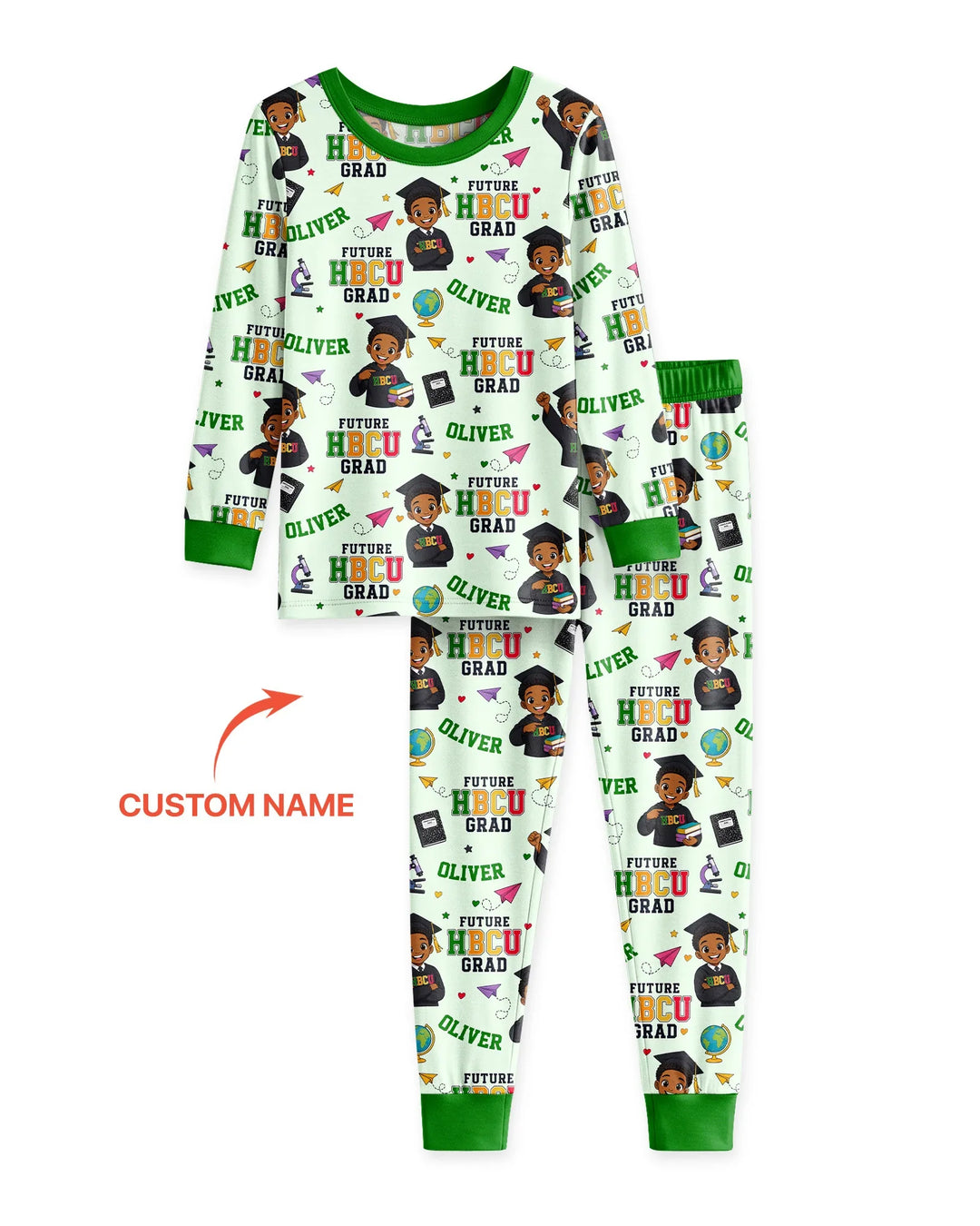 Custom Name Future HBCU Grad Bamboo Two Piece Long Sleeve Pajama Set