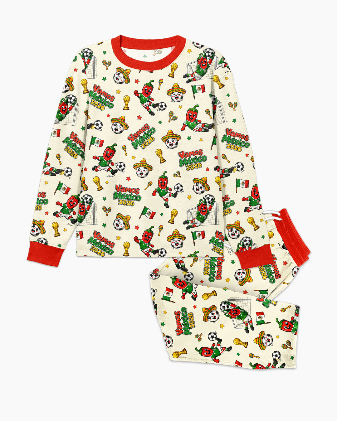 Cartoon World Soccer Vamos Mexico Family Matching Bamboo Men's Pajama Set