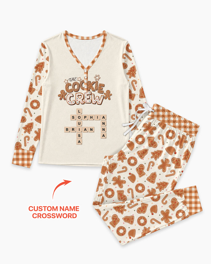 Custom Crossword Cookie Crew Bamboo Women Pajama Set