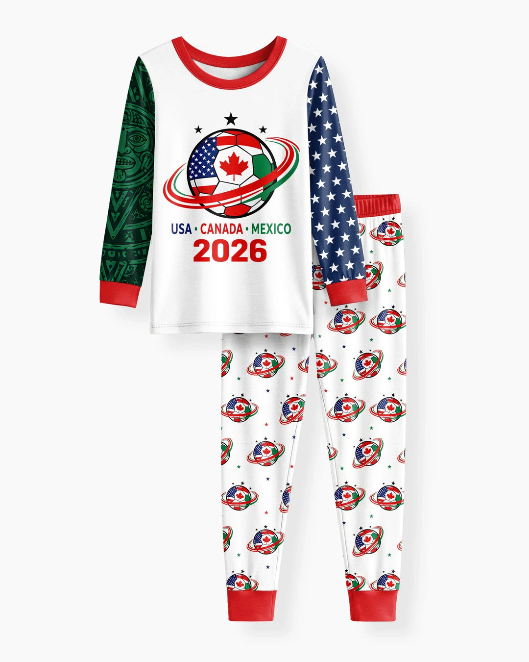 Soccer Cup USA Canada Mexico Bamboo Two Piece Long Sleeve Pajama Set