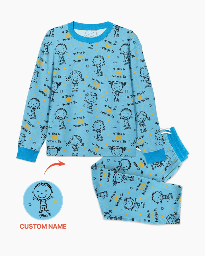 Custom Name This Dad Belongs To Doodle Bamboo Men's Pajama Set