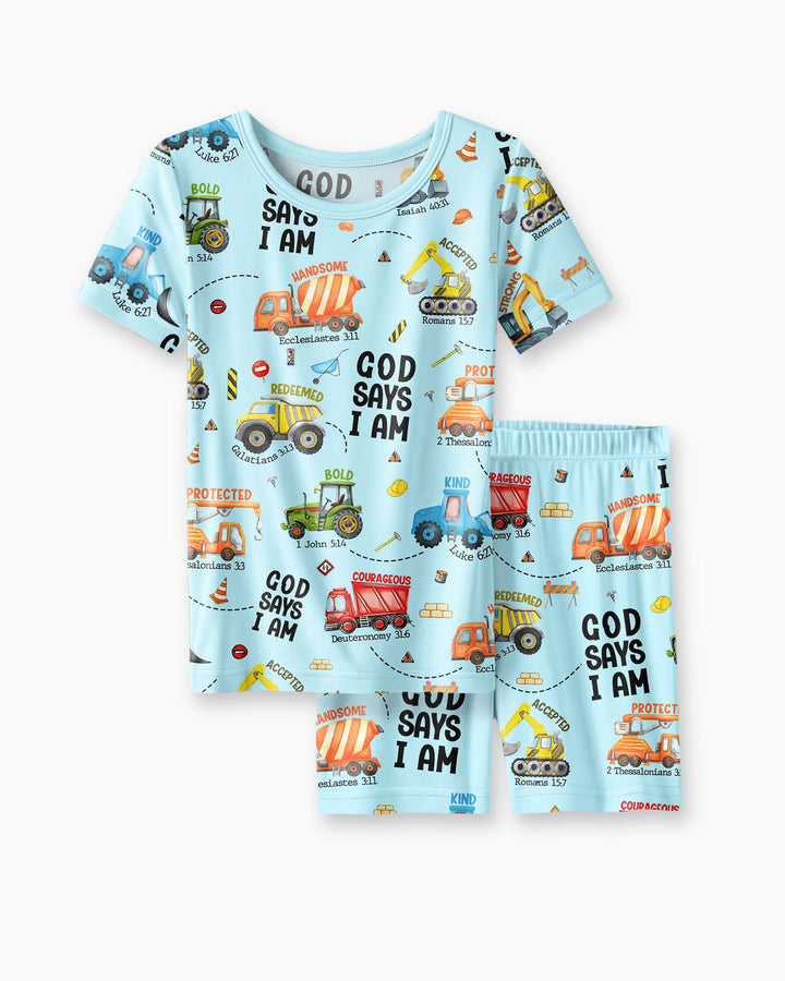 God Says I Am Boy Bamboo Two Piece Short Sleeve Shorts Pyjamas Set