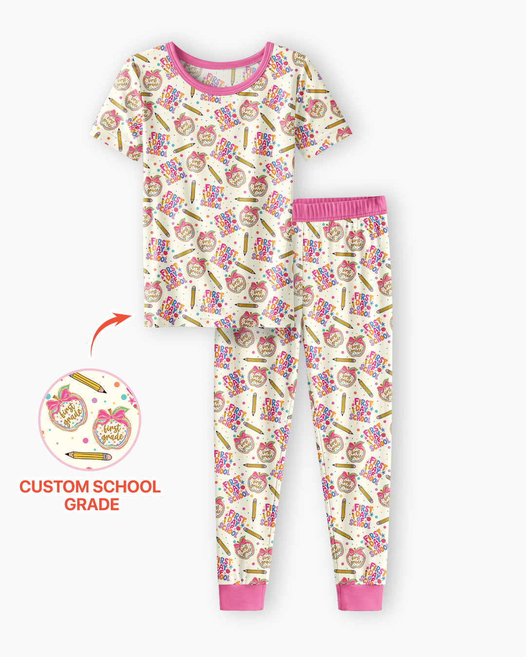 CUSTOM Template Bamboo Two Piece Short Sleeve Pyjamas Set