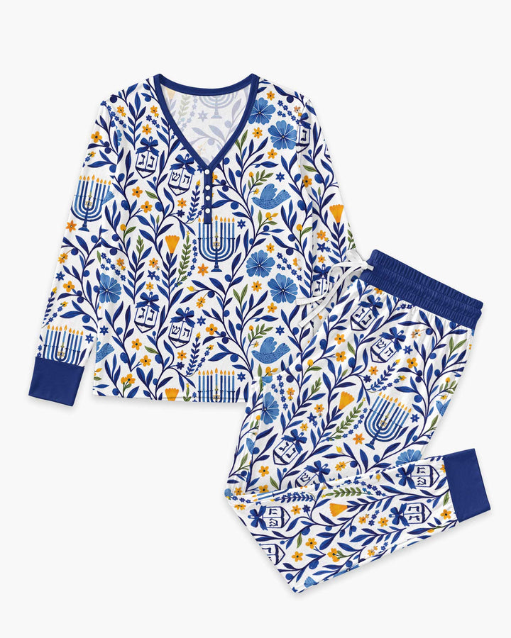 Hanukkah Toile Bamboo Women Pajama Set