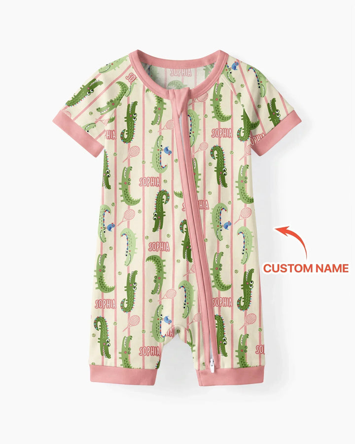 Custom Name Tennis Crocodiles Bamboo Shorty Zippy