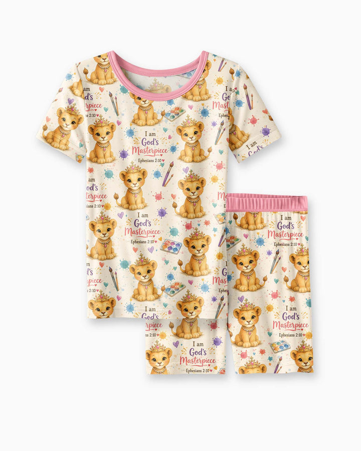 I Am God's Masterpiece Two Piece Short Sleeve Shorts Pajama Set