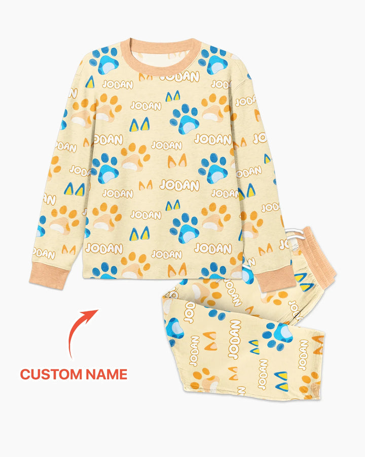 Custom Name Favourite Blue Dog Family Matching Bamboo Men's Pajama Set