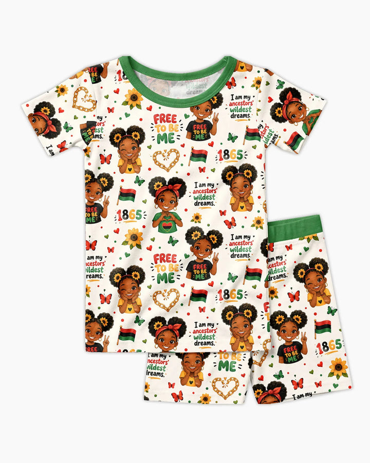 Juneteenth I am My Ancestors' Wildest Dream Bamboo Two Piece Short Sleeve Shorts Pajama Set