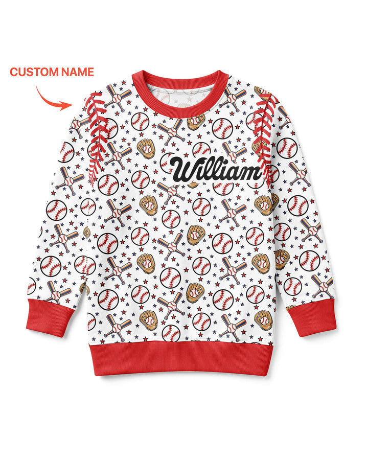 All-Star Baseball Custom Name Bamboo Crewneck Sweatshirt