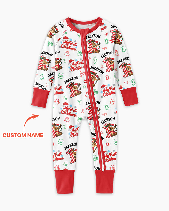 Custom Name My First Candy Cane Christmas Bamboo Convertible Zippy