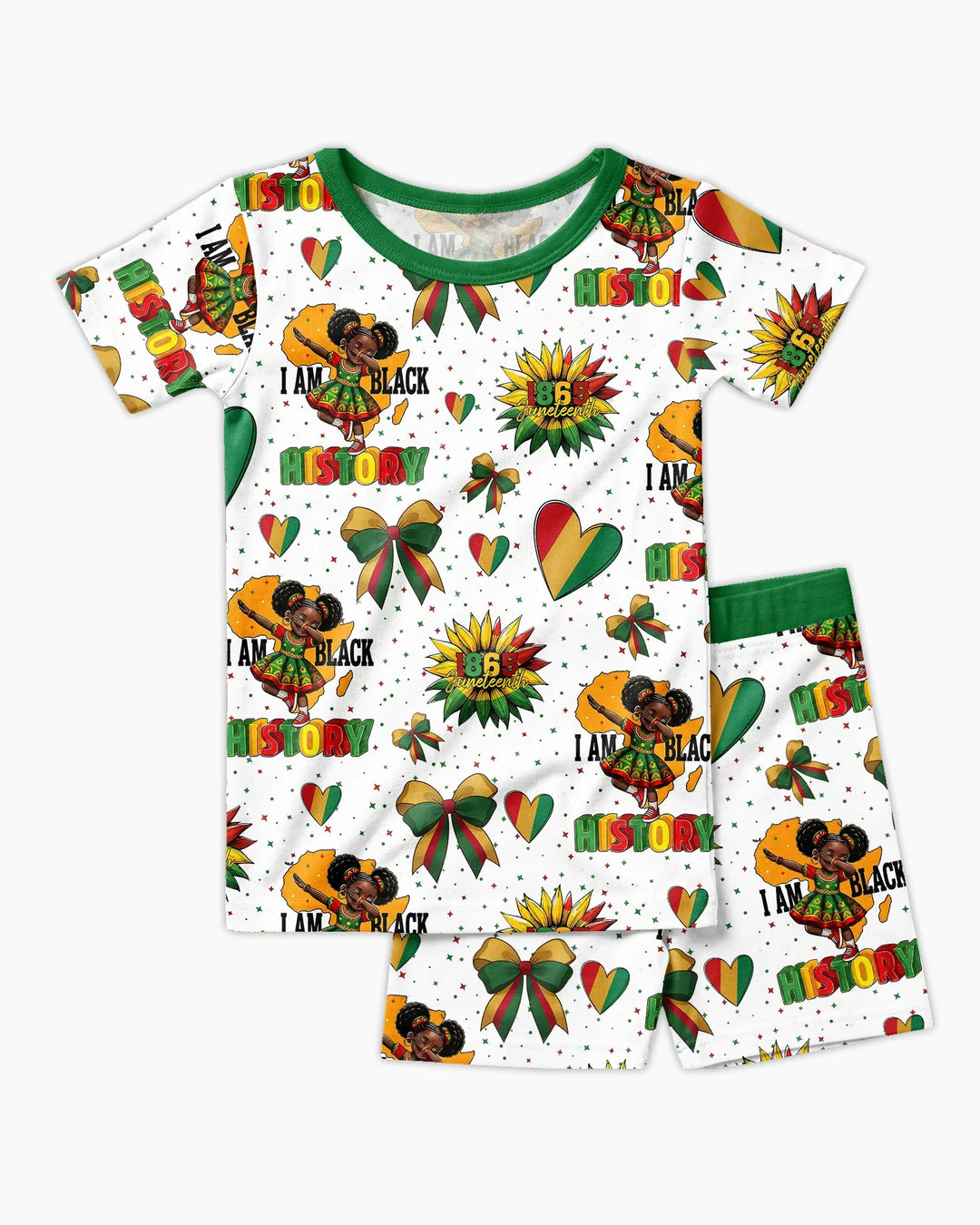 Juneteenth Girl I Am Black History Bamboo Two Piece Short Sleeve Shorts Pajama Set