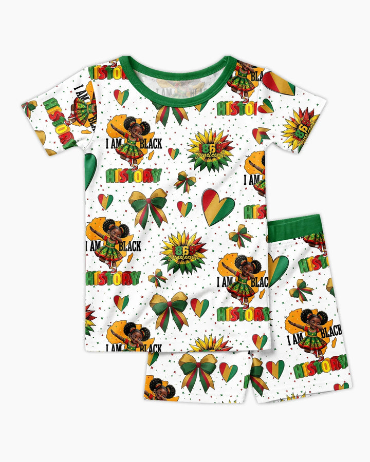 Juneteenth Girl I Am Black History Bamboo Two Piece Short Sleeve Shorts Pajama Set
