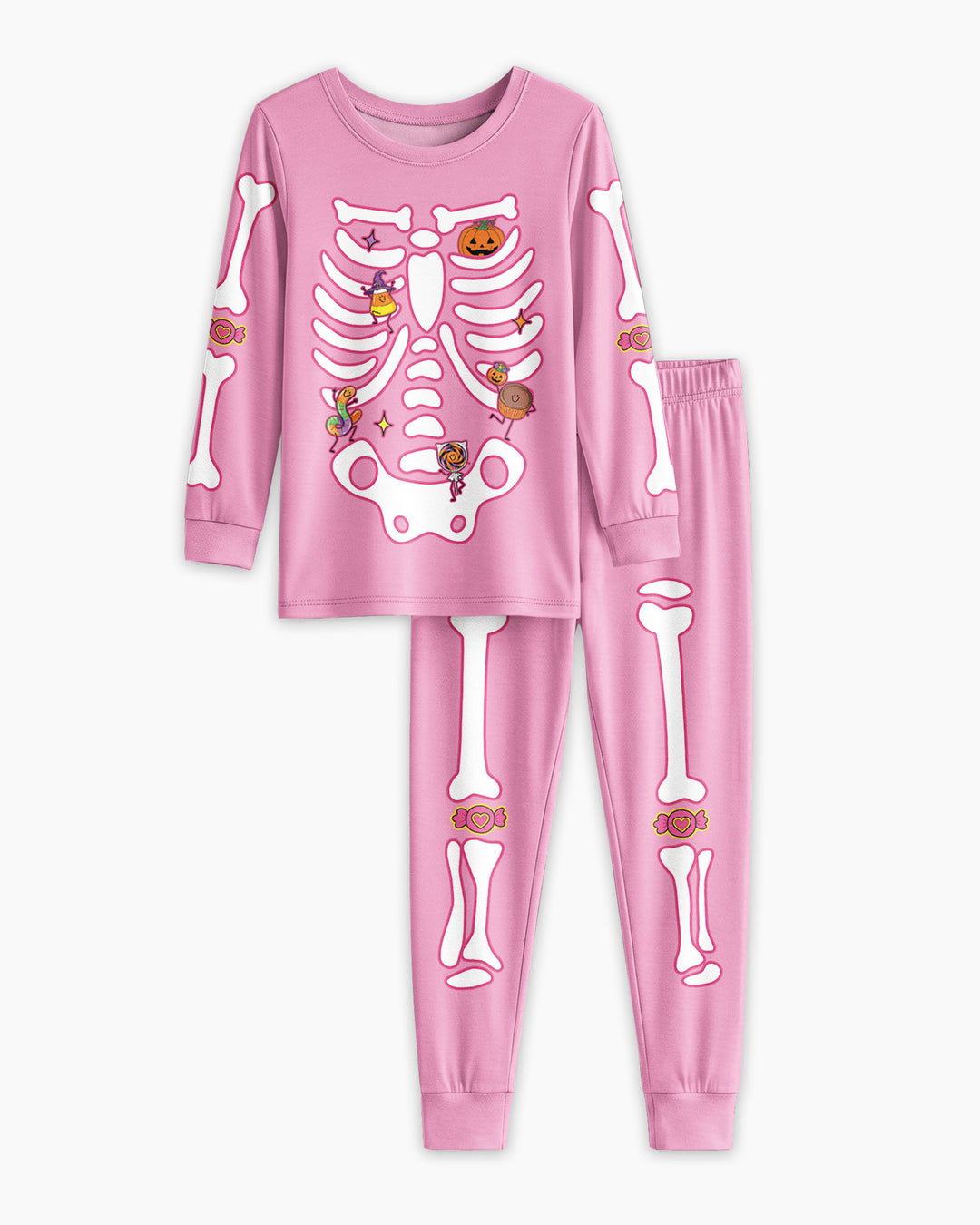 Halloween Skeleton Candy Bamboo Two Piece Long Sleeve Pajama Set