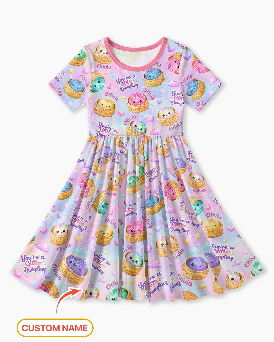 Custom Name You're A Glitter Dumpling  Bamboo Twirl Dress