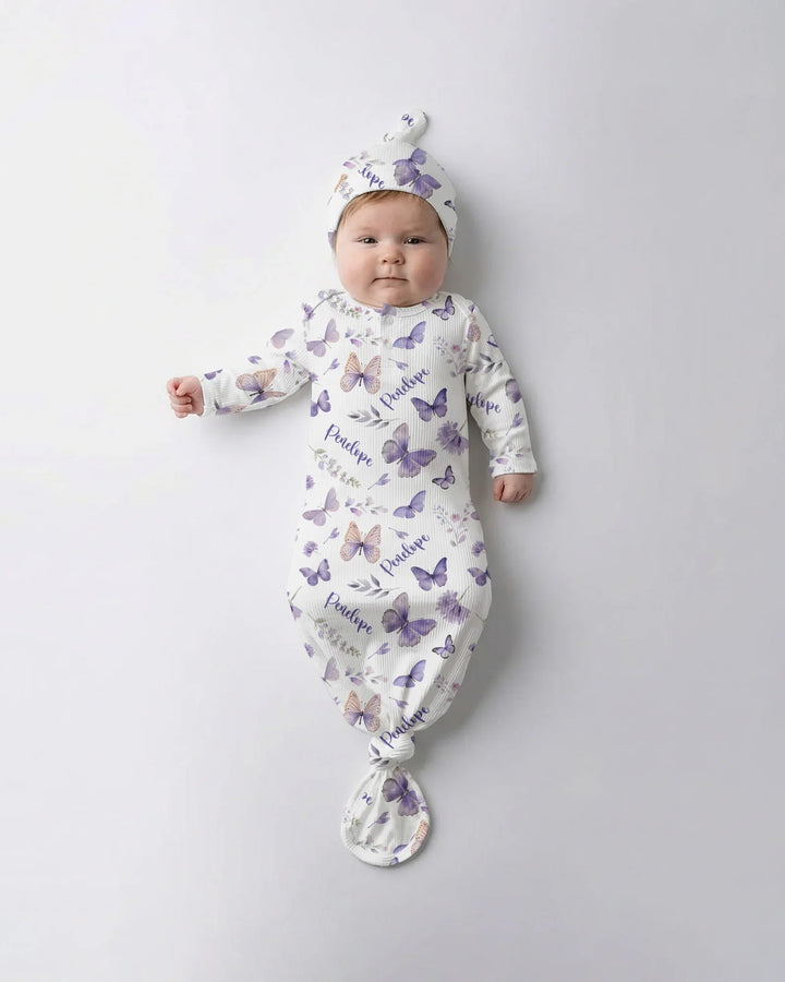 Custom Name Lilac Bloom Bamboo Knot Gown